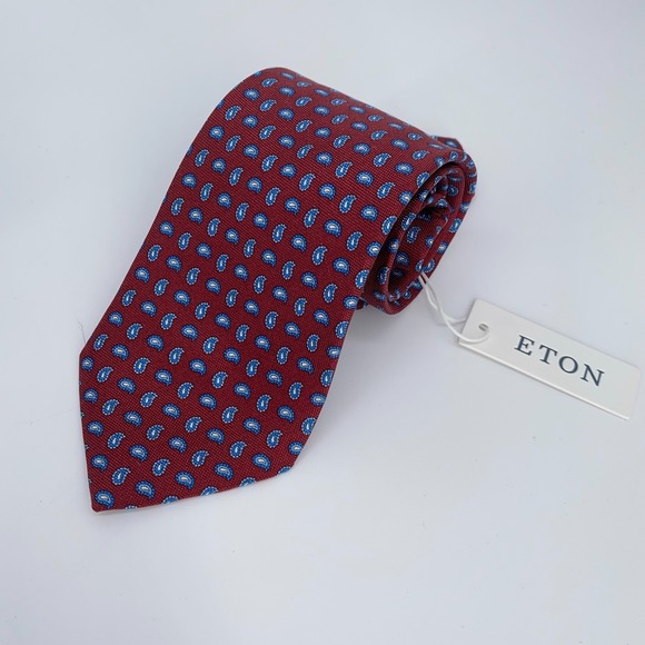 Eton Tie Mens One Size Multi Paisley Silk Classic Luxury Necktie Italy‎ Made NWT